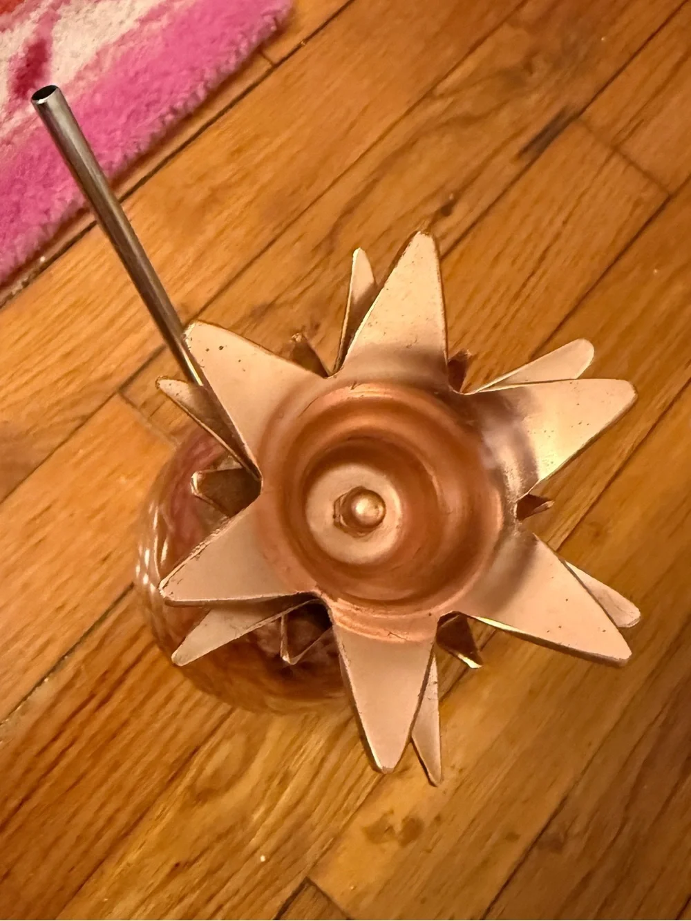 Pier 1 Rose Gold Pineapple Cocktail Server with Metal Straw